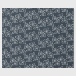 Papel De Presente Linear Orchid | Elegant Floral Charcoal
