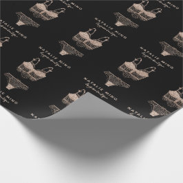 Papel De Presente Lingerie Dourada rosa Boutique Logotipo comercial