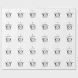 Papel De Presente Linha católica de primeira comunhão simples QR mín