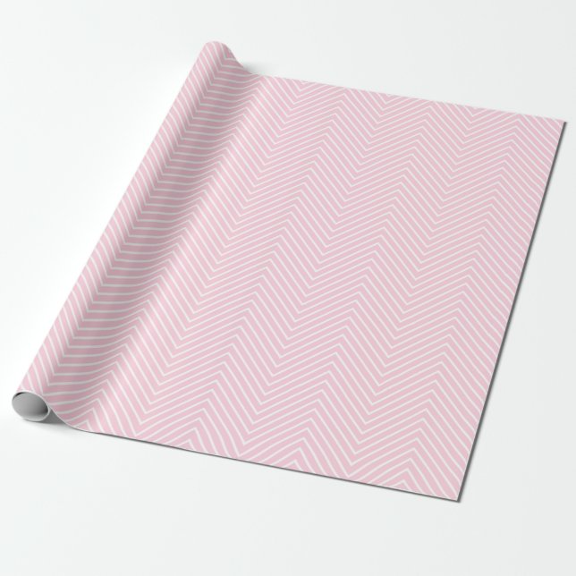 Papel De Presente Linha Chevron White na Rosa claro |XL| (Desenrolado)
