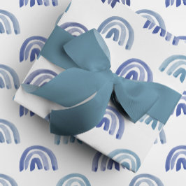 Papel De Presente Linhas arco-íris de aquarelas em azul