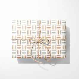 Papel De Presente Linhas Boho Abstrato - Neutro