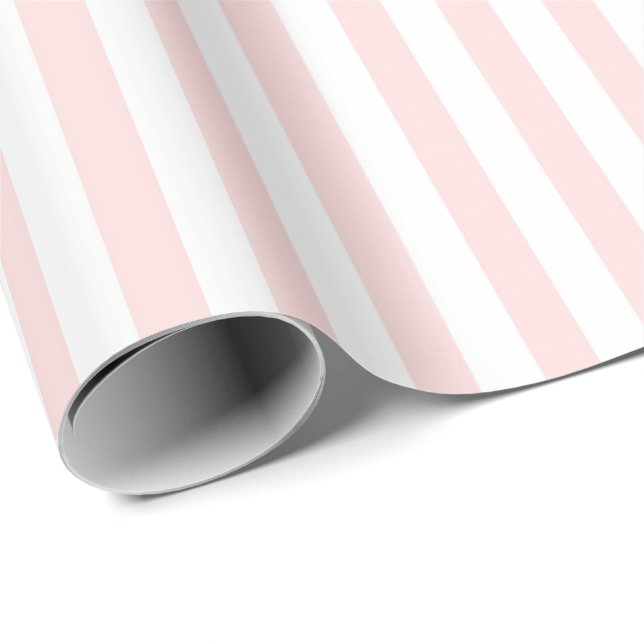 Papel De Presente Linhas brancas cor-de-rosa de stripes Pastel Vip (Ponta do rolo)