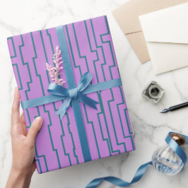 Papel De Presente Linhas de Circuito Azul-Turquesa