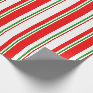 Papel De Presente Linhas de estilo de Natal Vermelho, Branco, Verde