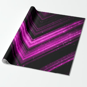 Papel De Presente Linhas de galáxias rosa-faísca de metal quente q