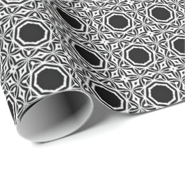 Papel De Presente Linhas de Mandala Pretas e Brancas Padrão 1