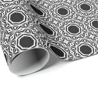 Papel De Presente Linhas de Mandala Pretas e Brancas Padrão 1