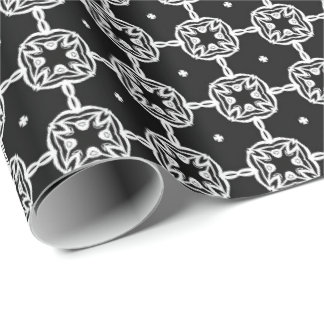 Papel De Presente Linhas de Mandala Pretas e Brancas Padrão 10