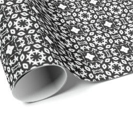 Papel De Presente Linhas de Mandala Pretas e Brancas Padrão 2