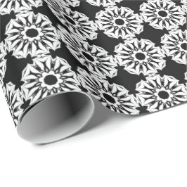 Papel De Presente Linhas de Mandala Pretas e Brancas Padrão 5