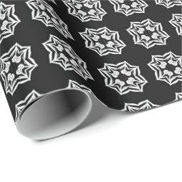 Papel De Presente Linhas de Mandala Pretas e Brancas Padrão 8