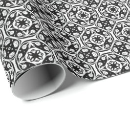 Papel De Presente Linhas de Mandala Pretas e Brancas Padrão 8