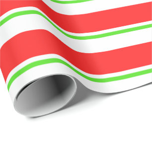 Papel De Presente Linhas de Natal Vermelho, Branco, Verde Colorido