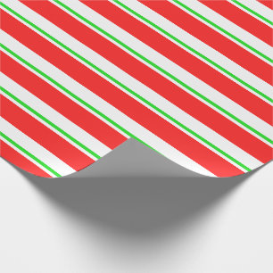Papel De Presente Linhas de Natal Vermelho, Branco, Verde Colorido