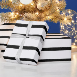 Papel De Presente Linhas Desenhadas da Mão Preta e Branco