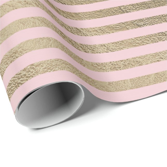 Papel De Presente Linhas Douradas de Foxier  Pinças Clássicas Stripe (Ponta do rolo)