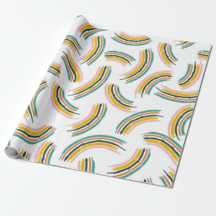 Papel De Presente Linhas e formas coloridas pastel. Forma arco-íris