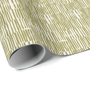 Papel De Presente Linhas geométricas abstratas verde oliva contempor