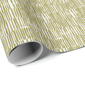 Papel De Presente Linhas geométricas abstratas verde oliva contempor