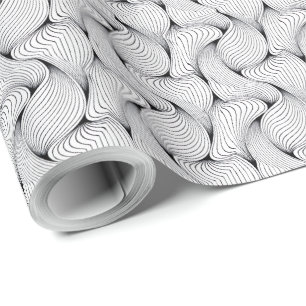 Papel De Presente Linhas Intertecidas Brancas e Pretas