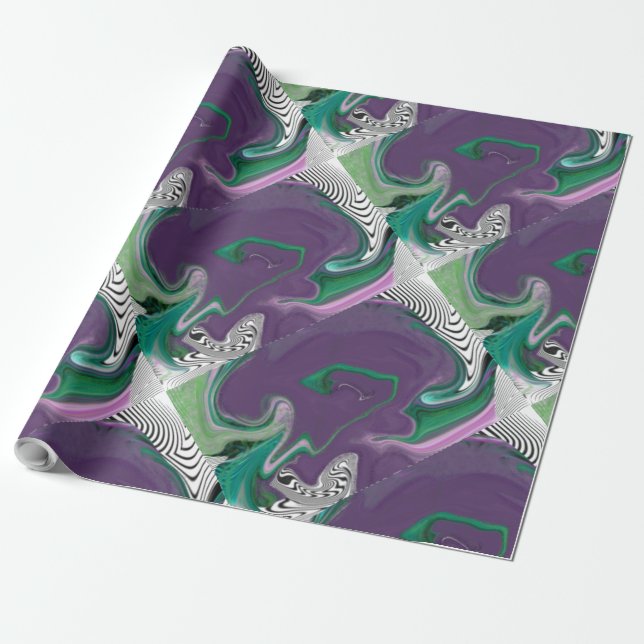 PAPEL DE PRESENTE LINHAS MODERNAS - COR VERDE PURPÃO (Desenrolado)