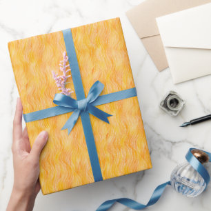 Papel De Presente Linhas Onduladas Amarelas e Brancas