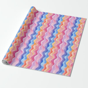 Papel De Presente Linhas onduladas arco-íris