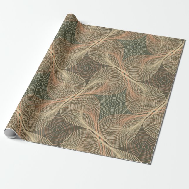 Papel De Presente Linhas orgânicas formas geométricas ilusão óptica (Desenrolado)