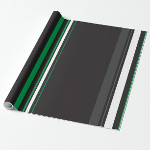 Papel De Presente Linhas planas limpas na moda preto e verde