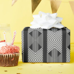 Papel De Presente Linhas Pretas e Brancas