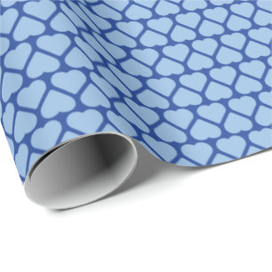 Papel De Presente Linhas Simples de Pequenos Corações Azul Claro em