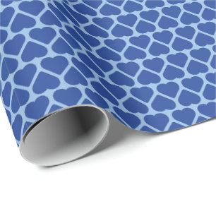 Papel De Presente Linhas Simples de Pequenos Corações Azul Escuro em