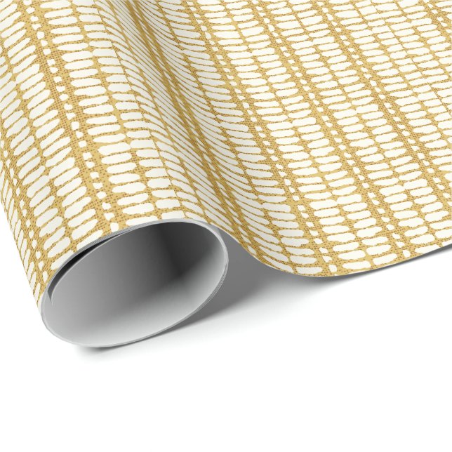 Papel De Presente Linhas tracejadas geométricas modernistas de meado (Ponta do rolo)