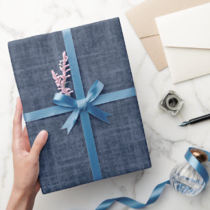 Papel De Presente Linho Azul Marinho
