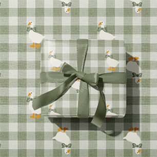 Papel De Presente Linho de Babá de Xadrez Búfalo em Gingham Verde Sa
