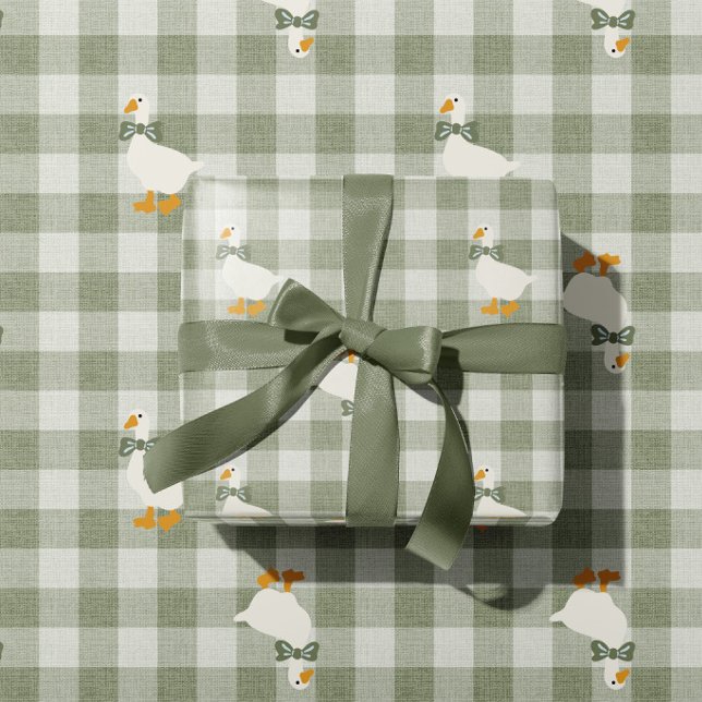 Papel De Presente Linho de Babá de Xadrez Búfalo em Gingham Verde Sa (Criador carregado)