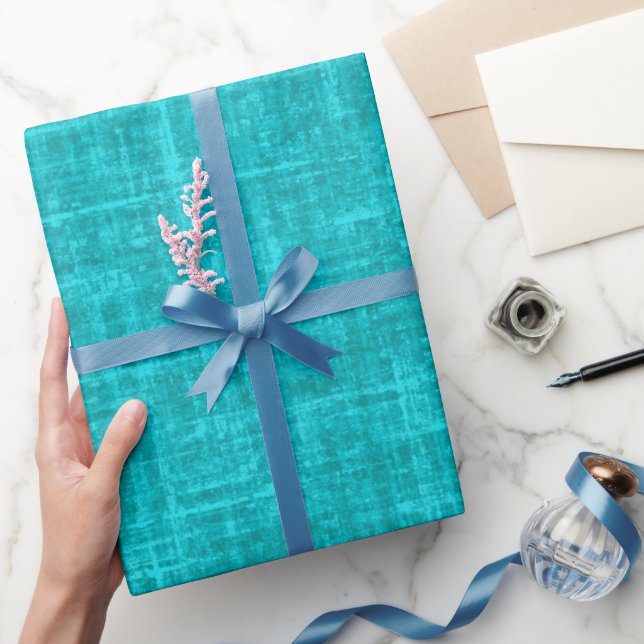 Papel De Presente Linho Turquesa (Presentear)