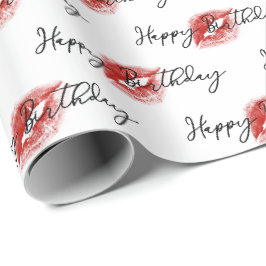 Papel De Presente Lipstick Kisses no Parabéns