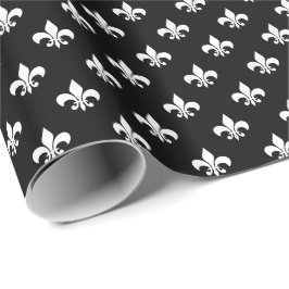 Papel De Presente Lírio Branco sobre Preto