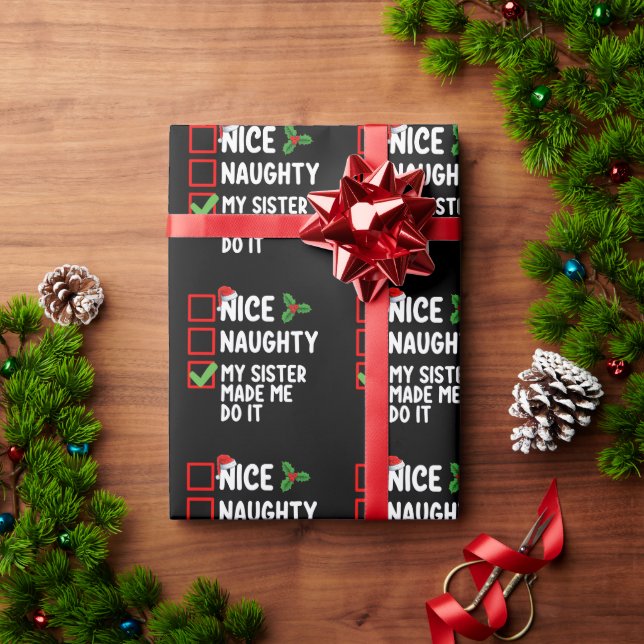Papel De Presente Lista de Natal Legal Safada Minha Irmã Me Fez Faze (Presente de Natal)