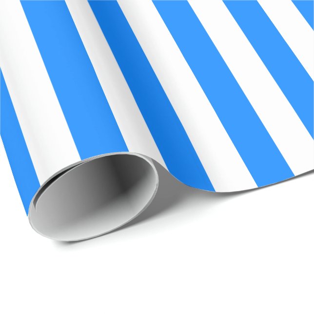 Papel De Presente Listra Azul Azure e Branco (Ponta do rolo)