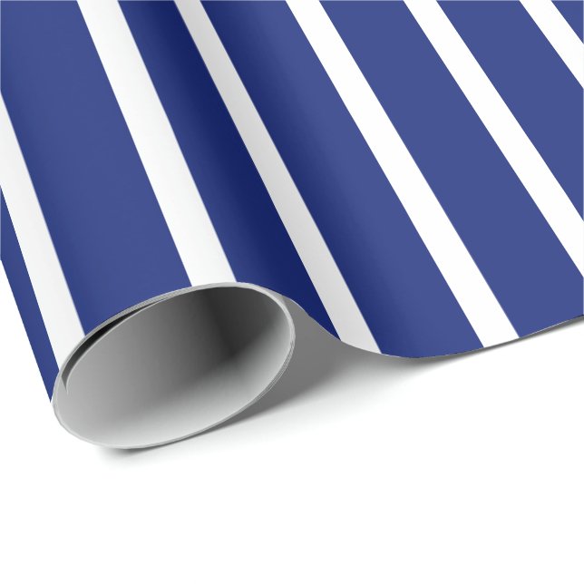 Papel De Presente Listra Azul e Branco (Ponta do rolo)