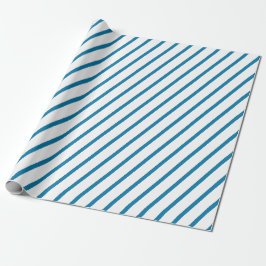 Papel De Presente Listra Azul e Branco