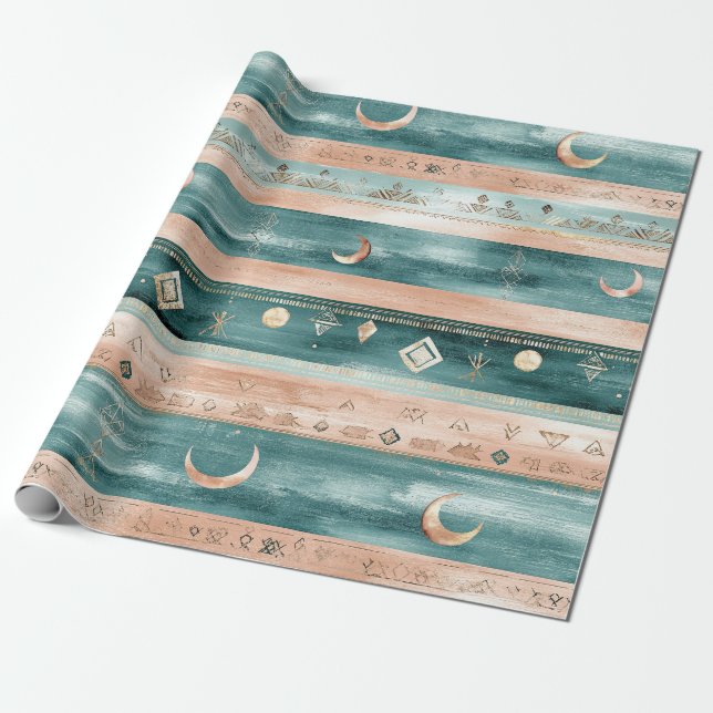 Papel De Presente Listra Celestial Mínima em Tons Terrosos (Desenrolado)
