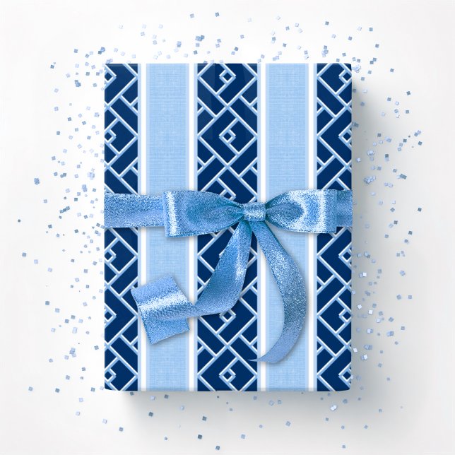 Papel De Presente Listra Chippendale em Azul Índigo (Criador carregado)