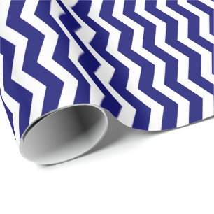 Papel De Presente Listra de Chevron Azul Marinho e Branco