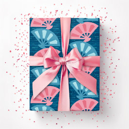 Papel De Presente Listra de Fanfarra em Rosa e Água-Marinha