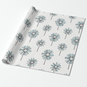Papel De Presente Listra de Margarida Pastel em Arte de Linha