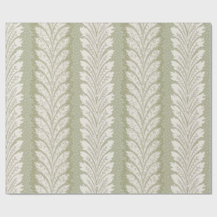 Papel De Presente Listra de Pena Verde Salvia, Campo Inglês